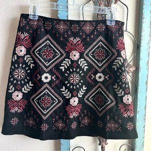 Andree By Unit Black Skirt with Pink Embroidered Detailing, Size M